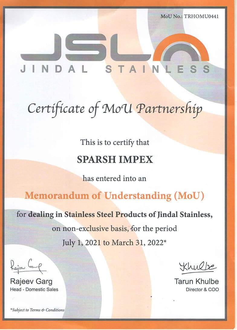 Certificate of MOU Certificate